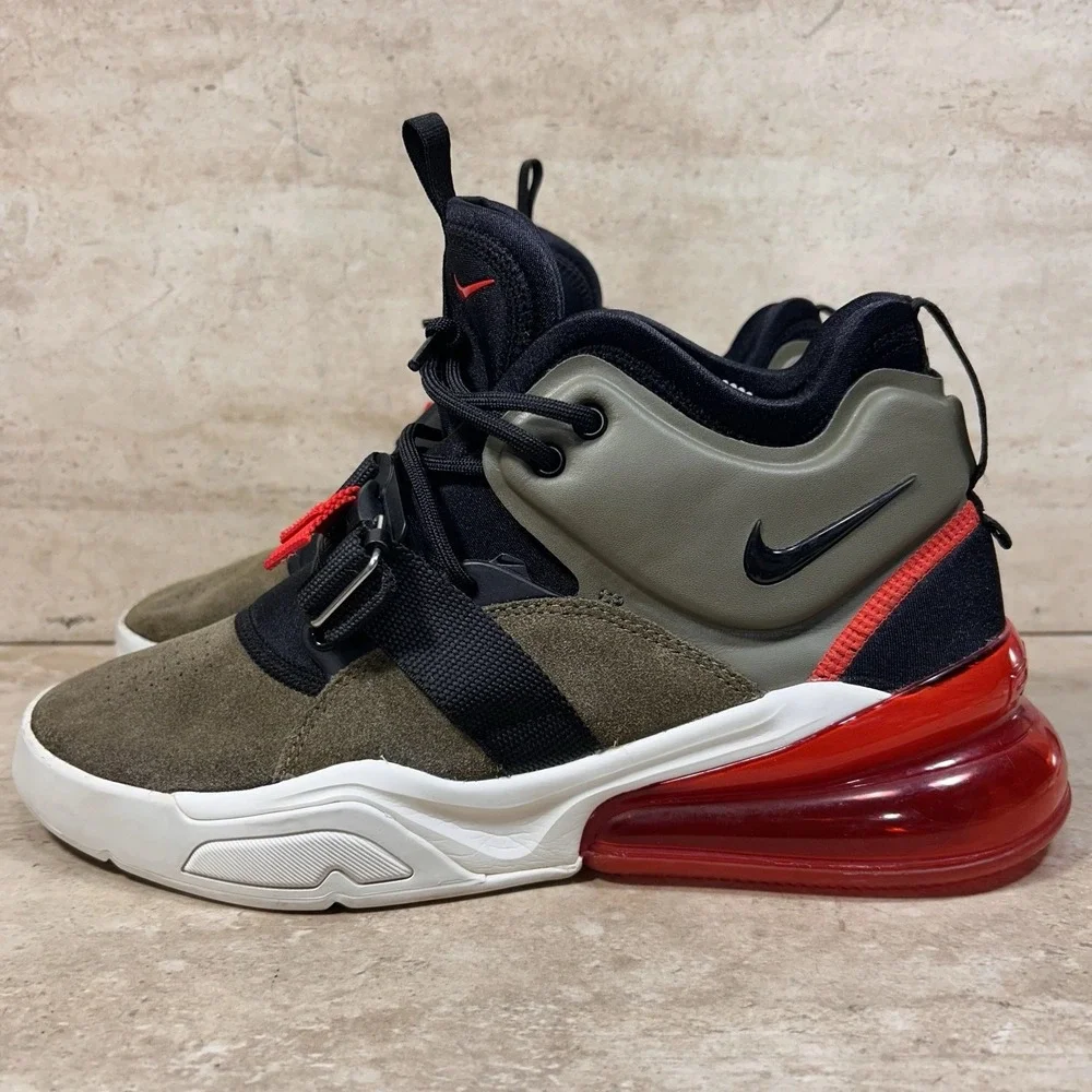 Nike Air Force 270 Medium Olive Challenge Red Mens‎ 9 Shoes Sneakers AH6772 200